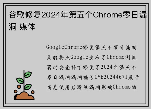 谷歌修复2024年第五个Chrome零日漏洞 媒体